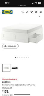 IKEA brimnes 140x200 incl. Matras, Huis en Inrichting, Slaapkamer | Bedden, 140 cm, Wit, Zo goed als nieuw, Hout