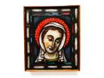 Een opaline gebrandschilderd glazen icoon van Maria, Antiek en Kunst, Ophalen of Verzenden