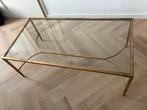 Salontafel, messing en glas, Ophalen, Gebruikt, 100 tot 150 cm, 50 tot 100 cm