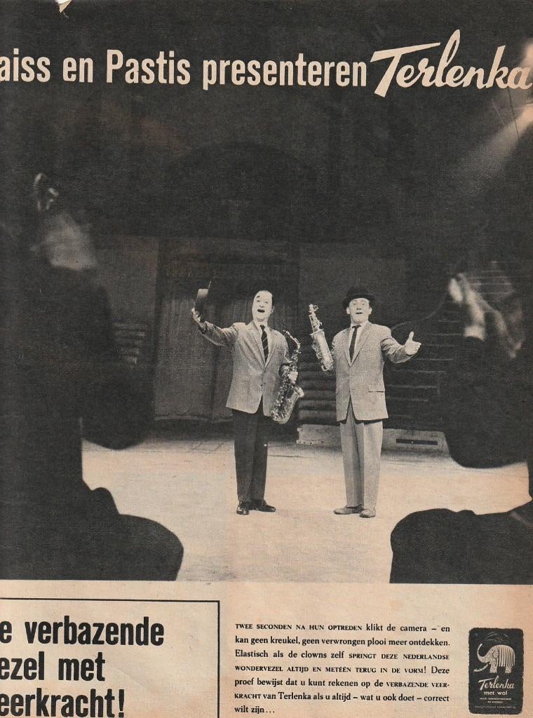 Retro reclame 1961 Terlenka mode Circus Maiss en Pastis, Verzenden, Overige typen