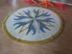 Rond vloerkleed wol pool ster jaren 70 design 145 cm retro, Gebruikt, Rond, 100 tot 150 cm, 100 tot 150 cm