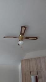 Plafond ventilator met lamp, hout / messing, Witgoed en Apparatuur, Ventilatoren, Zo goed als nieuw, Plafondventilator, Ophalen