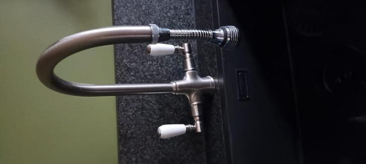 Lanesto Twin Tweegreepskeukenmengkraan RVS-PLanesto TwinVD, Doe-het-zelf en Verbouw, Sanitair, Zo goed als nieuw, Kraan, Rvs, Ophalen of Verzenden