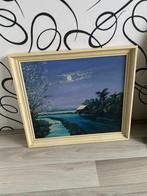 Schilderij: Nachtlandschap met maan, Antiek en Kunst, Kunst | Schilderijen | Klassiek, Ophalen of Verzenden