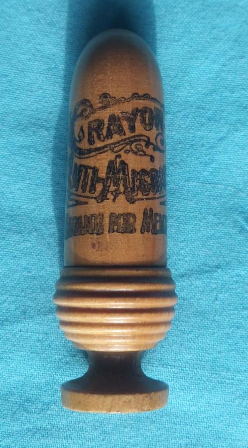 1900s HOUTEN CAPSULEHOUDER RAYON ANTI MIGRAIN MAUCHLIN WARE, Verzamelen, Merken en Reclamevoorwerpen, Verzenden