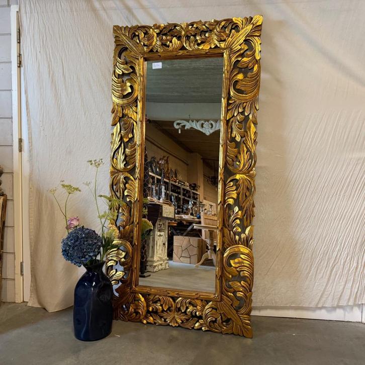 Barok Spiegel – houten lijst Goud - 200 x 100 cm-TTM Wonen, Huis en Inrichting, Woonaccessoires | Spiegels, Nieuw, 100 tot 125 cm