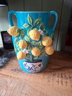 Leuke vaas met citroenen - 30x23 cm, Ophalen, Overige kleuren, Aardewerk of Porselein, Zo goed als nieuw