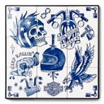 Harley Davidson tegeltableau Delfts blauw - NIEUW 50x50cm, Antiek en Kunst, Antiek | Wandborden en Tegels, Ophalen of Verzenden