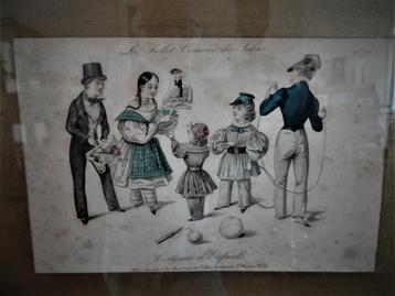 6 Antiek  kindermode prenten gravure van  Le Follet m lijst beschikbaar voor biedingen
