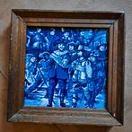 Delfts blauw tegeltableau in houten lijst - 15x15 cm, Ophalen of Verzenden
