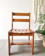 Set (4) Vintage 70’s Nova Design houten latten STOELEN, Ophalen, Gebruikt, Bruin, Vier