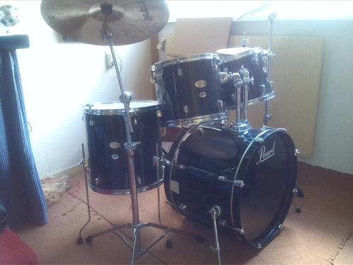 Drumstel Pearl met handgemaakte bekkens van het merk Aegan, Muziek en Instrumenten, Drumstellen en Slagwerk, Gebruikt, Pearl, Ophalen