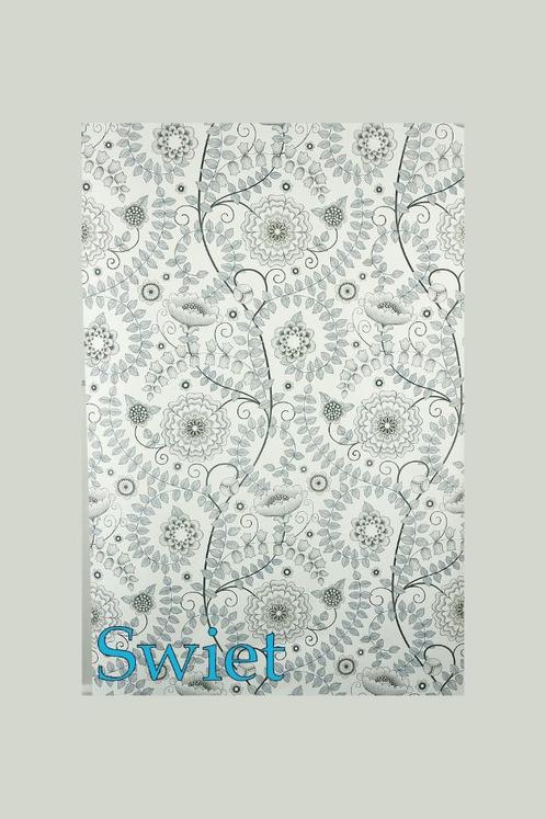 5454 Vinyl behang grijs wit klassiek bloemenpatroon swiet, Huis en Inrichting, Stoffering | Behang, Wit, Grijs, Verzenden