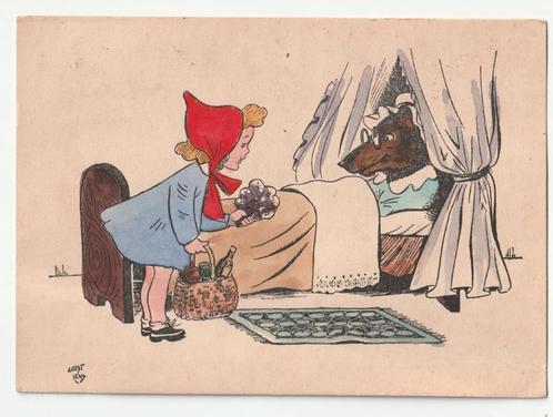 Guust Hens Roodkapje oude ansichtkaart gelopen 1943, Verzamelen, Ansichtkaarten | Themakaarten, Gelopen, 1940 tot 1960, Overige thema's