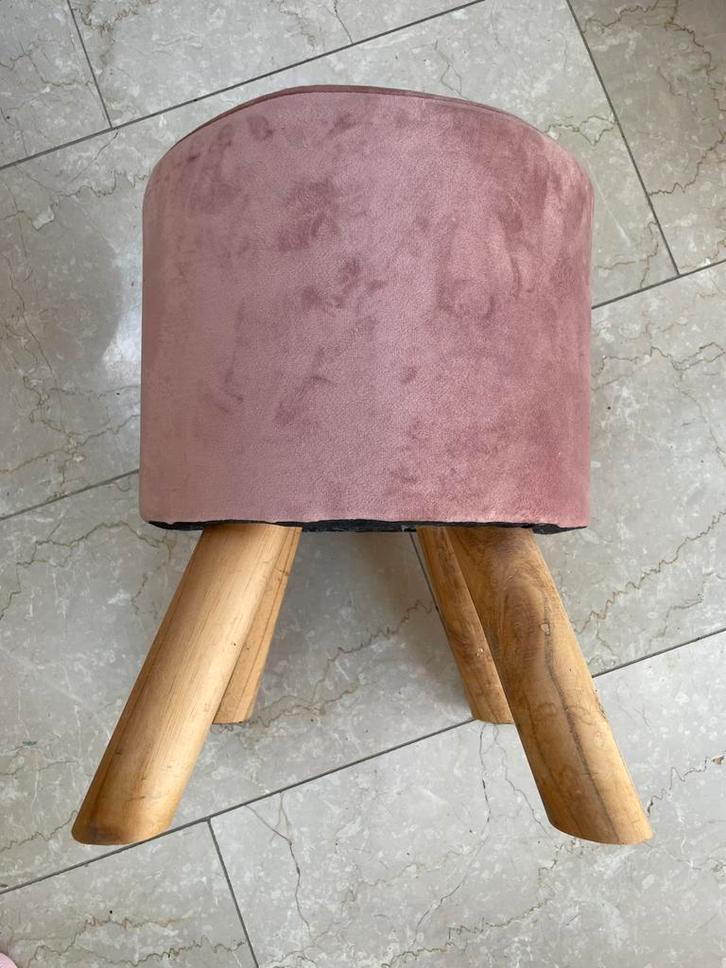 Krukje, roze velvet, kinderkamer, decoratie, Huis en Inrichting, Krukjes, Gebruikt, Overige materialen, Ophalen of Verzenden