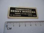 sticker oud ST NICOLAASGA Benny Minnema radio tv video retro, Verzenden, Zo goed als nieuw, Film, Tv of Omroep