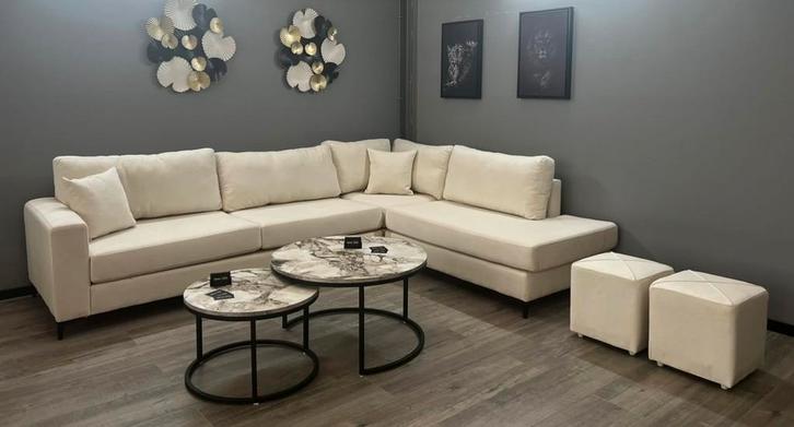 Nieuwe Creme Hoekbank Nieuw!!, Huis en Inrichting, Banken | Complete zithoeken, Nieuw, Stof, Ophalen