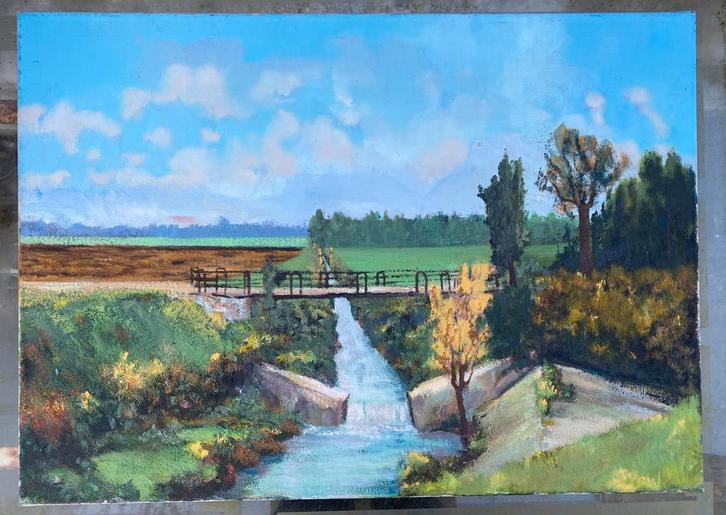 Landschap met brug, Antiek en Kunst, Kunst | Schilderijen | Modern, Ophalen