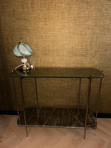 Side Table Glas/Marmer Brons/Goud 100x39x80cm beschikbaar voor biedingen