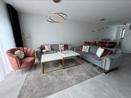 Luxe woonkamerset + eettafel + stoelen velvet en marmerlook, Huis en Inrichting, Complete inboedels, Ophalen of Verzenden