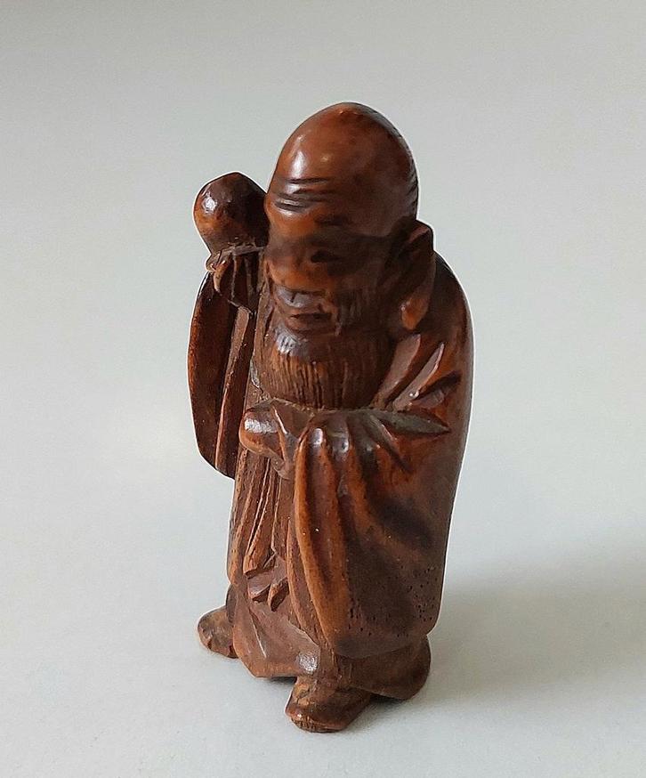 Japanse Houten Netsuke Gordelknoop, Antiek en Kunst, Curiosa en Brocante, Verzenden