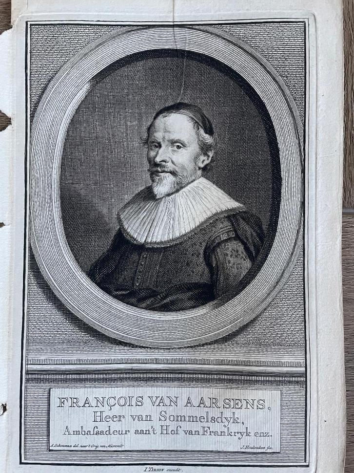 F. van Aarsens 1572-164 Houbraken Den Bommel -, Antiek en Kunst, Kunst | Etsen en Gravures, Ophalen of Verzenden