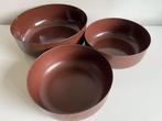 3 Vintage Arabia Finel Enamel Schalen Chocobruin Kaj Franck, Antiek en Kunst, Ophalen of Verzenden