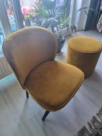 Gouden Velvet Stoel met Poef - ZGAN, Ophalen, Hout, Minder dan 50 cm, Zo goed als nieuw