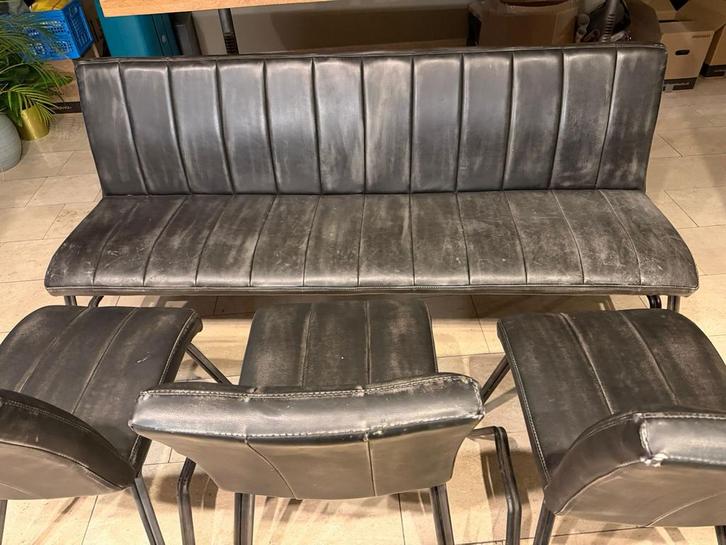 Eetkamerbank met 3 stoelen, Huis en Inrichting, Complete eetkamers, Gebruikt, 6 tot 8 stoelen, Ophalen