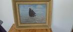 Schilderij van Botter op Zuiderzee. Hoog 55x66 Breed cm., Antiek en Kunst, Kunst | Schilderijen | Klassiek, Ophalen