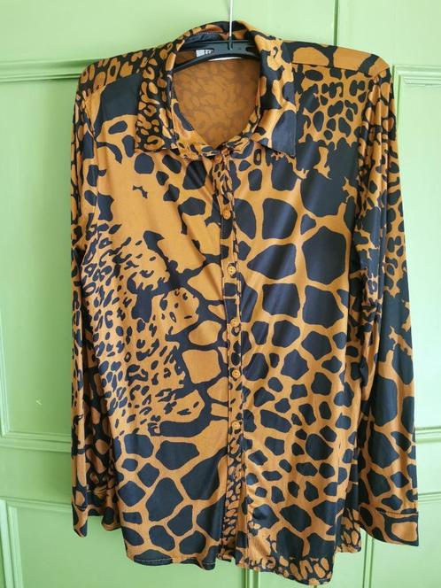 Zwart met bruine blouse. Merk: Transfer. Maat: M., Kleding | Dames, Blouses en Tunieken, Zo goed als nieuw, Maat 38/40 (M), Ophalen of Verzenden