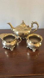 Verzilverd teepot met melkkan suikerpot, Antiek en Kunst, Antiek | Servies compleet, Ophalen