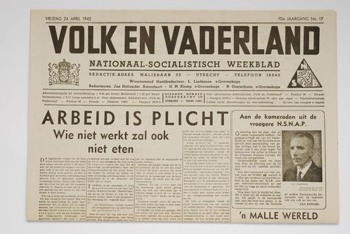 24 april 1942 - Volk en Vaderland | Heruitgave, Verzamelen, Militaria | Tweede Wereldoorlog, Boek of Tijdschrift, Nederland, Ophalen of Verzenden