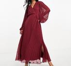 Asos design geplooide maxi jurk bordeauxrood, Kleding | Dames, Gelegenheidskleding, Ophalen, Galajurk, Overige kleuren, Zo goed als nieuw