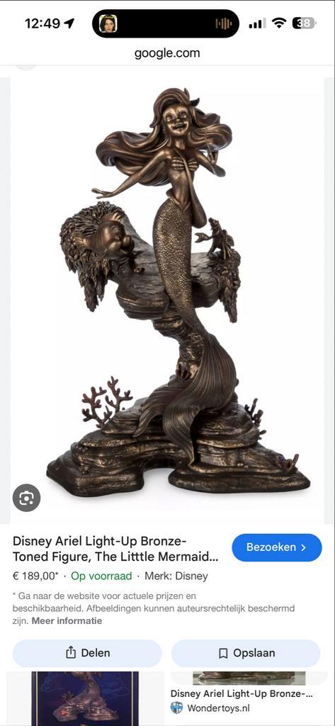 Bronzen Ariel beeld - Kleine Zeemeermin met lichtjes, Antiek en Kunst, Kunst | Beelden en Houtsnijwerken, Ophalen of Verzenden