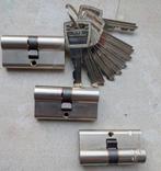 3 x Nemef cilinder SKG2 111/9 met 9 sleutels., Doe-het-zelf en Verbouw, Hang- en Sluitwerk, Ophalen of Verzenden, Gebruikt, Koper of Messing