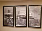 3 luik schilderij van Zweeds vliegtuig boven New York, Ophalen of Verzenden, Zo goed als nieuw