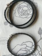 Pandora armbanden leer: Donkergrijs 19cm , Zwarte is 37cm., Sieraden, Tassen en Uiterlijk, Armbanden, Verzenden, Zo goed als nieuw