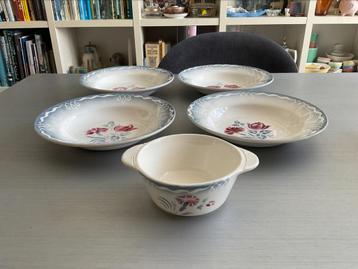 4x soepbord en 1x soepkom Digoin Sarreguemines Juliette beschikbaar voor biedingen