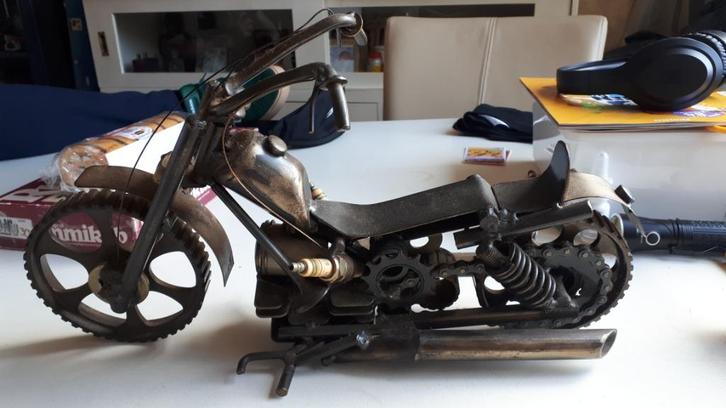 Grote handgemaakte zware ijzeren Harley Davidson 45 cm lang, Antiek en Kunst, Kunst | Beelden en Houtsnijwerken, Ophalen