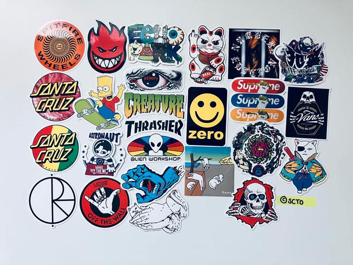 Stickers skate Santa Cruz Spitfire Wheels Thrasher laptop, Hobby en Vrije tijd, Stickers en Plaatjes, Nieuw, Meerdere stickers