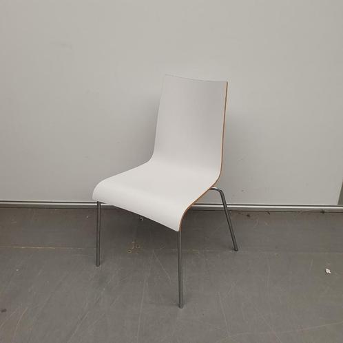 1xKantoorstoel - witte multiplex zitting eetkamerstoel stoel, Huis en Inrichting, Stoelen, Gebruikt, Eén, Wit, Ophalen of Verzenden