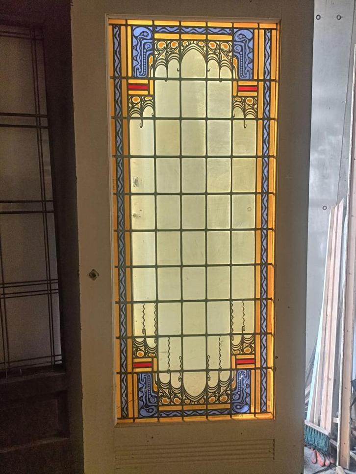 Glasinlood deur    glas in lood  ramen   Glas in lood deur, Doe-het-zelf en Verbouw, Deuren en Horren, Binnendeur, 200 tot 215 cm