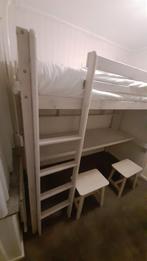 Hoogslaper Flexa, wit, met twee werkplekken, krukken, Huis en Inrichting, Slaapkamer | Stapelbedden en Hoogslapers, Gebruikt, Eenpersoons