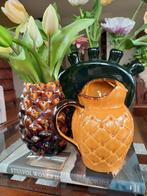 Franse brocante barbotine vaas Ananas pitcher kan sap, Antiek en Kunst, Ophalen of Verzenden