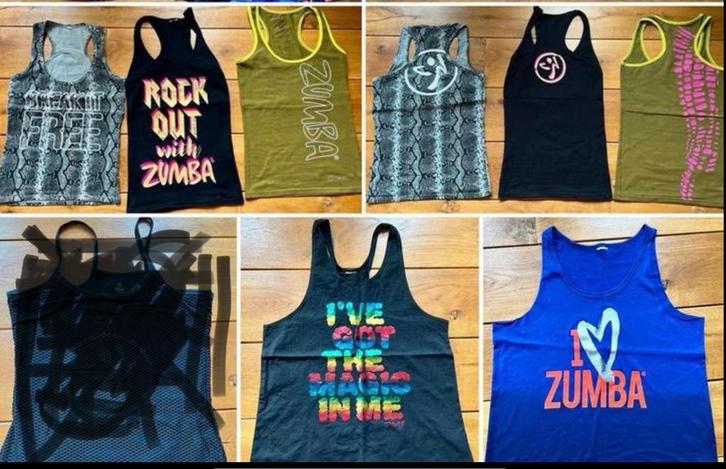 Zumba Tops XS/S - Leuke Designs!, Kleding | Dames, Tops, Zo goed als nieuw, Maat 34 (XS) of kleiner, Overige kleuren, Zonder mouw