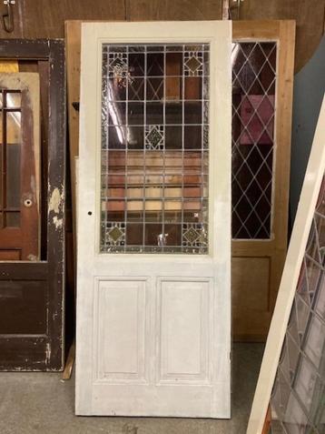 Antiek set massieve grenen tochtdeur met 3 ramen, 1800/1900 beschikbaar voor biedingen