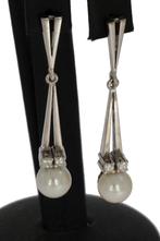 Diamanten parel fraai set 14k gouden dames oorbellen luxe, Hangers, Voordeelsieraden, Ophalen of Verzenden, Zo goed als nieuw