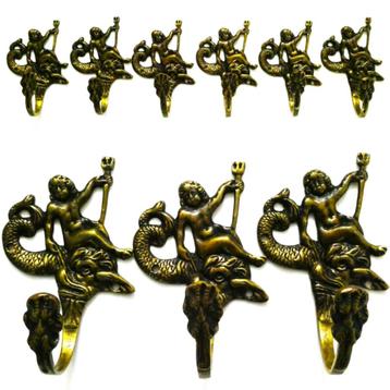 6 Unieke kapstokhaken haak met Neptunus zeegod met vis beschikbaar voor biedingen