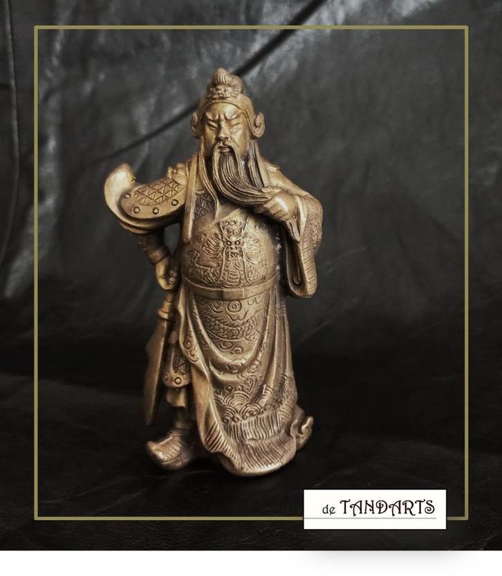 Vol bronzen beeldje van Guan Gong – 10 cm, Antiek en Kunst, Antiek | Koper en Brons, Ophalen of Verzenden